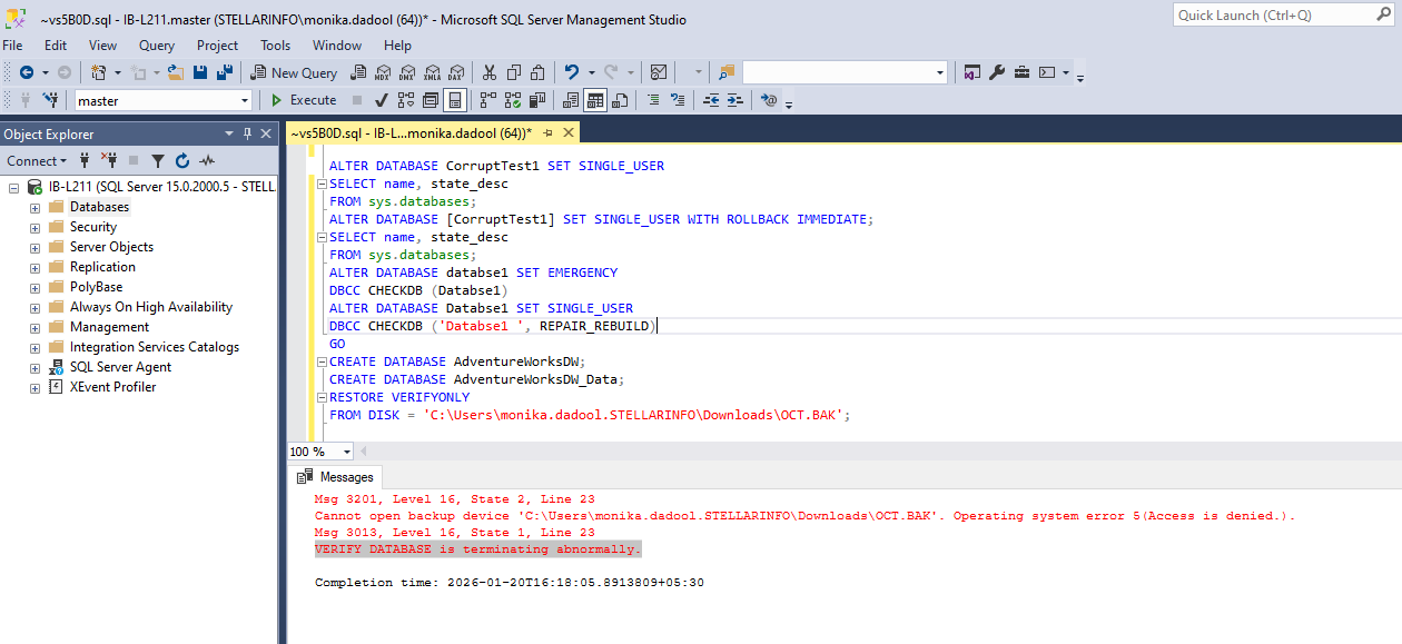 5_encounter backup restore errors